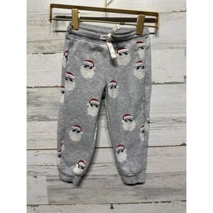 Carter's Joggers Boys 2T Grey Santa Claus Sunglasses Fleece EUC